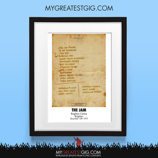 The Jam - Brighton - Dec 15th 1979 Recreated Set List Poster