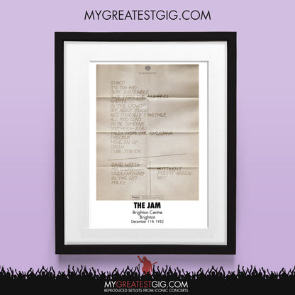 The Jam - Brighton - Dec 11th 1982 Recreated Set List Poster