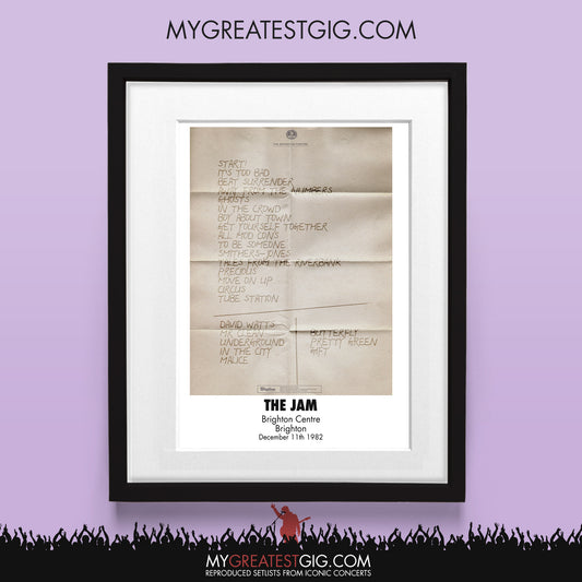 The Jam - Brighton - Dec 11th 1982 Recreated Set List Poster
