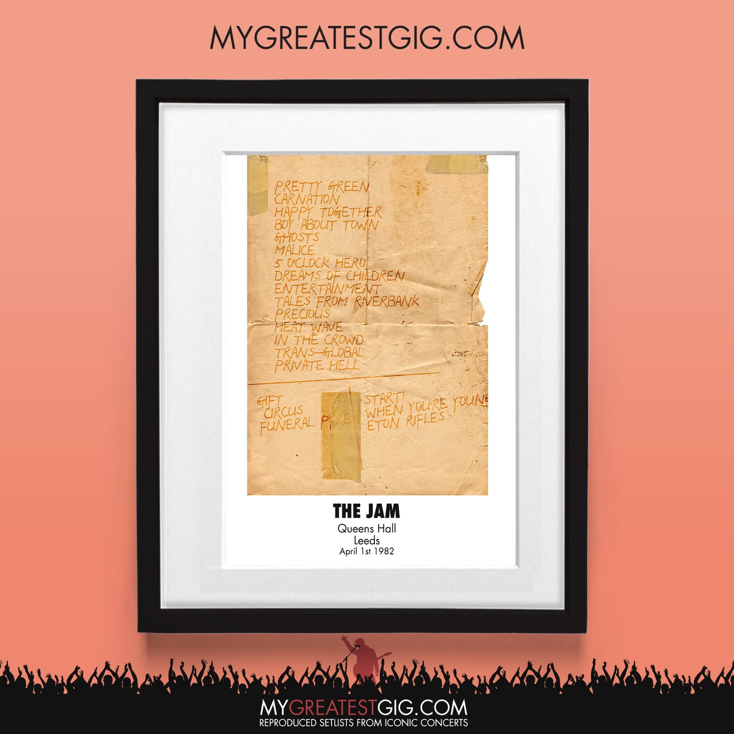 The Jam - Leeds - Apr 1st 1982 Recreated Set List Poster