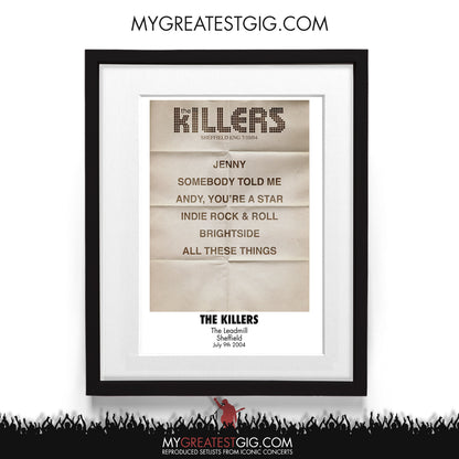 The Killers - The Leadmill - Sheffield - Jul 9th 2004 Recreated Setlist Poster