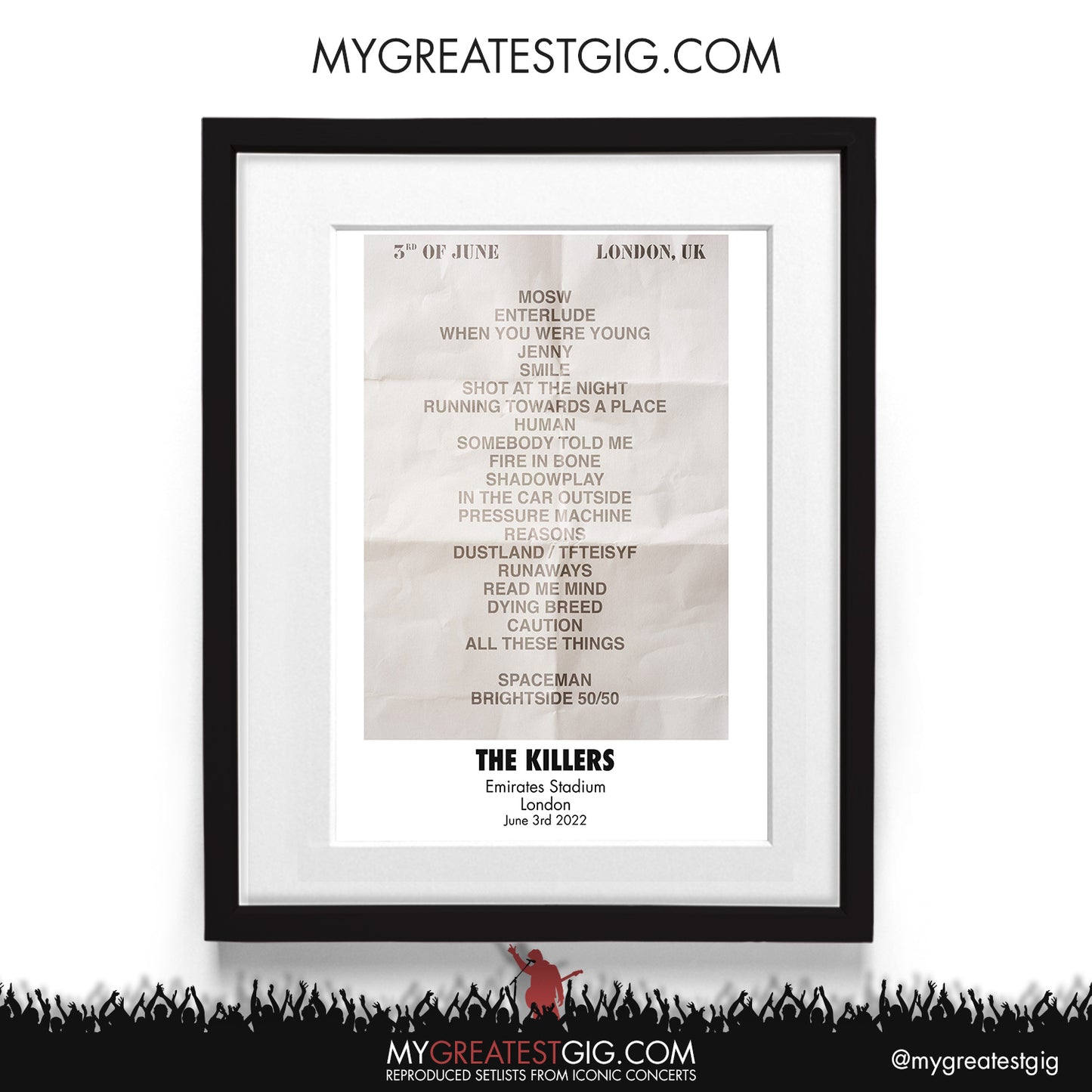The Killers - London - Jun 3rd 2022 Recreated Setlist Poster