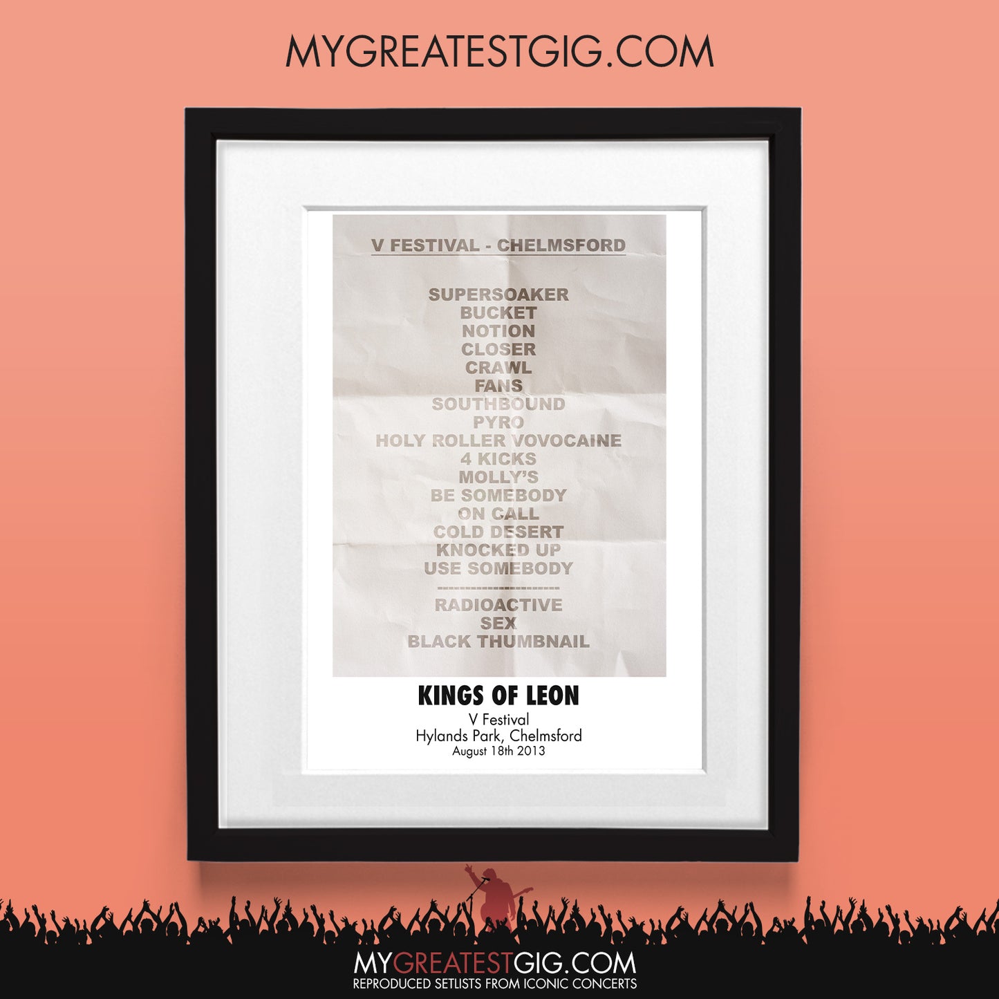 Kings Of Leon - V Festival - Aug 18th 2013 Recreated Set List Poster