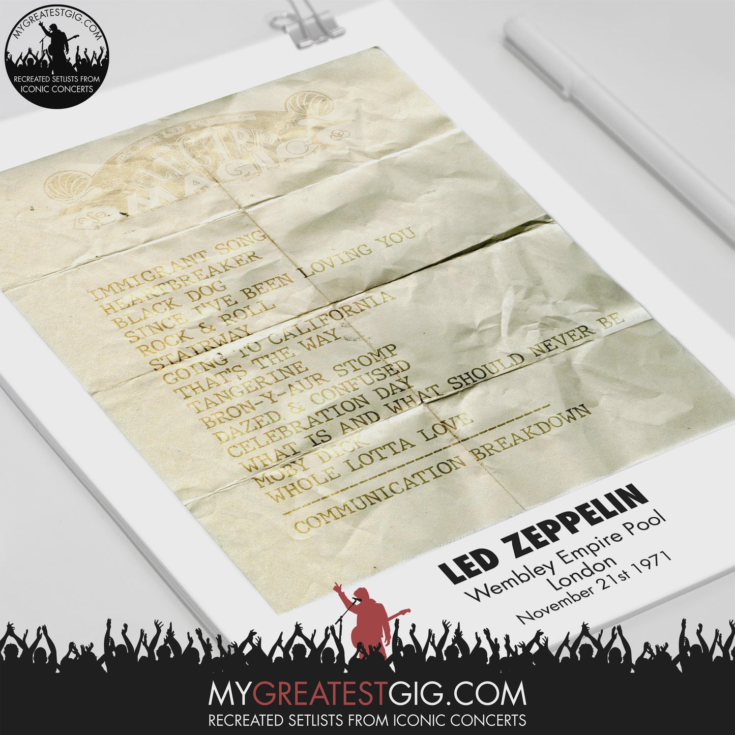 Led Zeppelin - London - Nov 21st 1971 Recreated Set List Poster