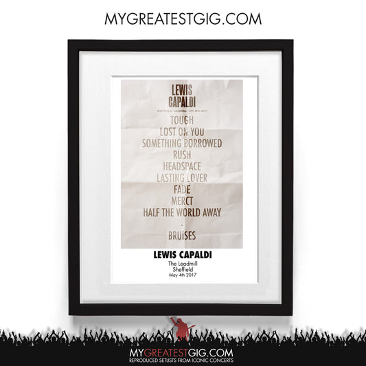Lewis Capaldi - The Leadmill - Sheffield - May 4th 2017 Recreated Setlist Poster