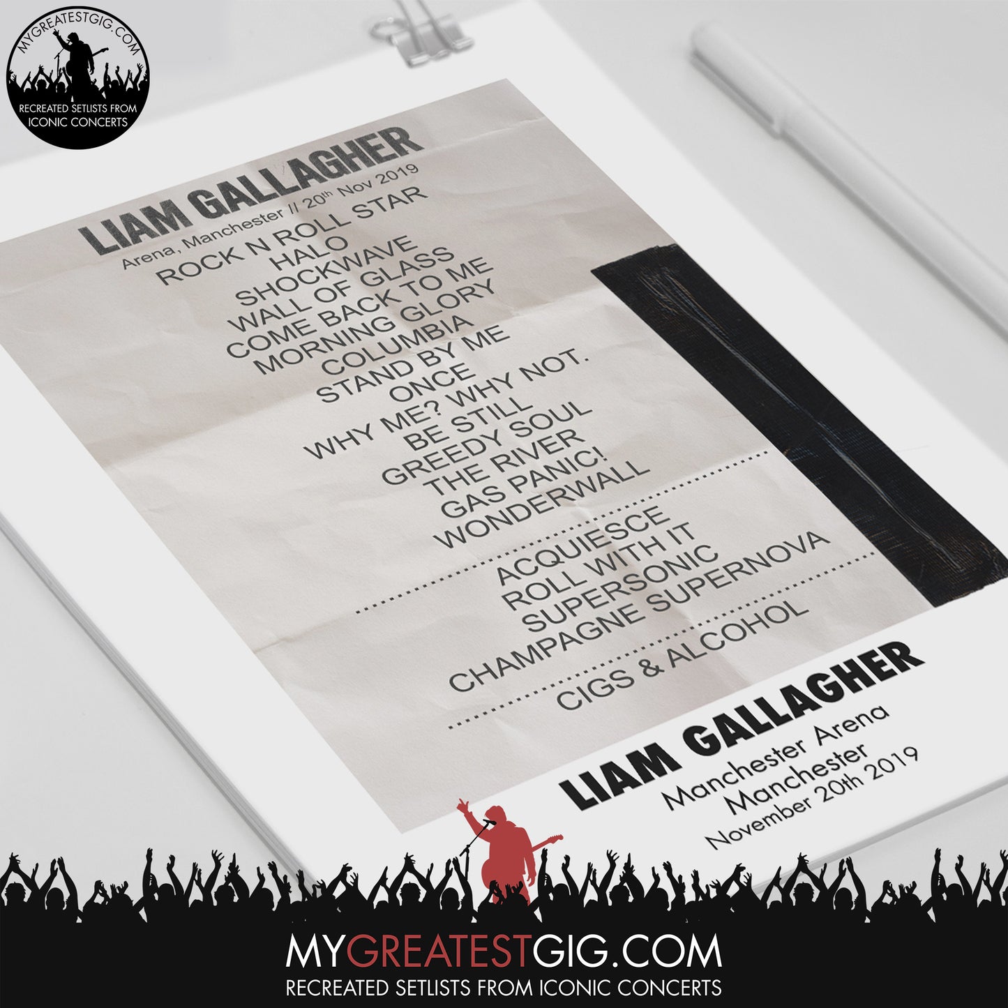 Liam Gallagher - Manchester - Nov 20th 2019 Recreated Set List Poster