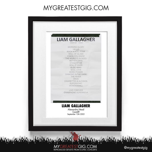 Liam Gallagher - Cardiff - Sep 15th 2022 Recreated Setlist Poster