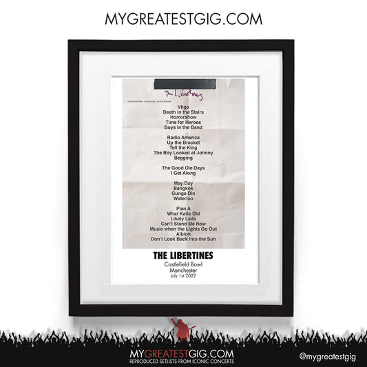 The Libertines - Manchester - Jul 1st 2022 Recreated Setlist Poster