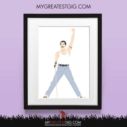 Freddie Mercury (Queen) Live Aid - Minimal Illustration Poster