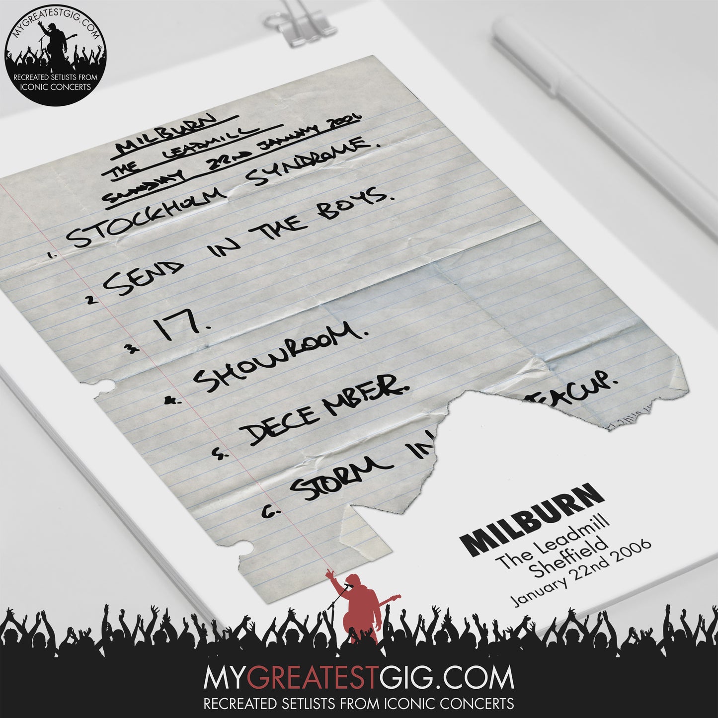 Milburn - The Leadmill - Sheffield - Jan 22nd 2006 Recreated Setlist Poster
