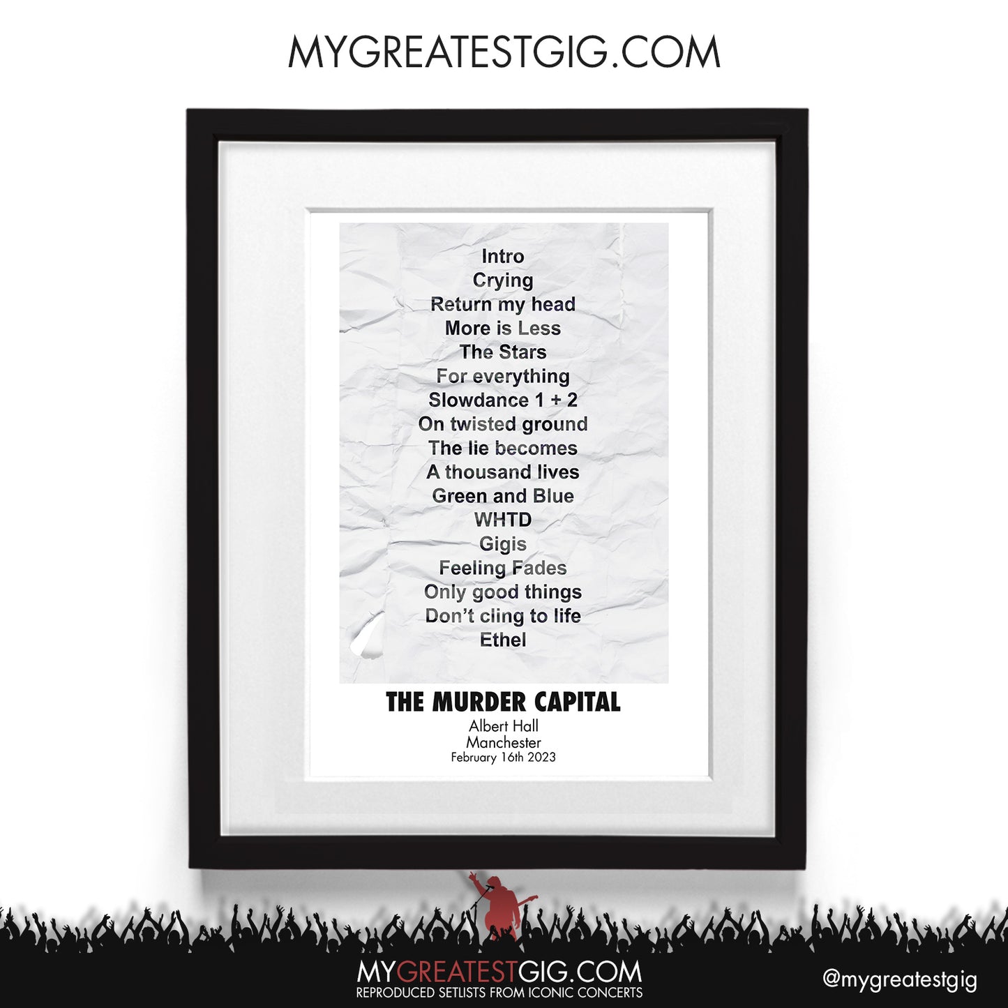 The Murder Capital - Manchester - Feb 16th 2023 Recreated Setlist Poster