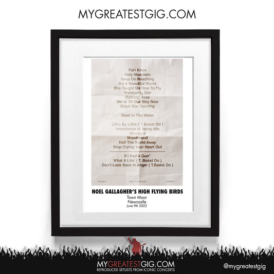 Noel Gallagher - Newcastle - Jun 9th 2022 Recreated Setlist Poster