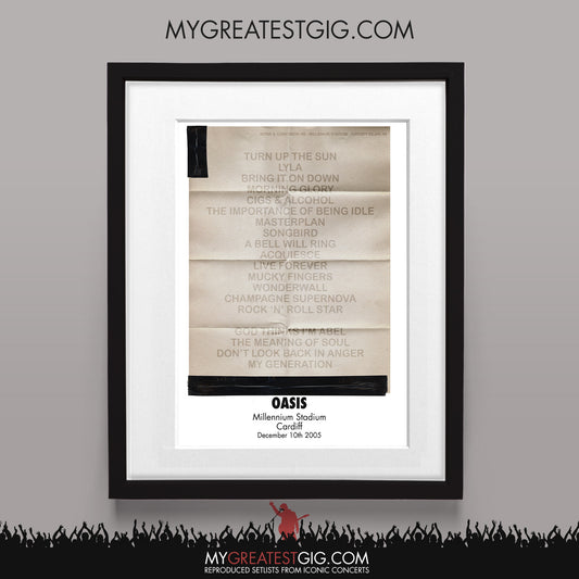 OASIS - Cardiff - Dec 10th 2005 Recreated Set List Poster