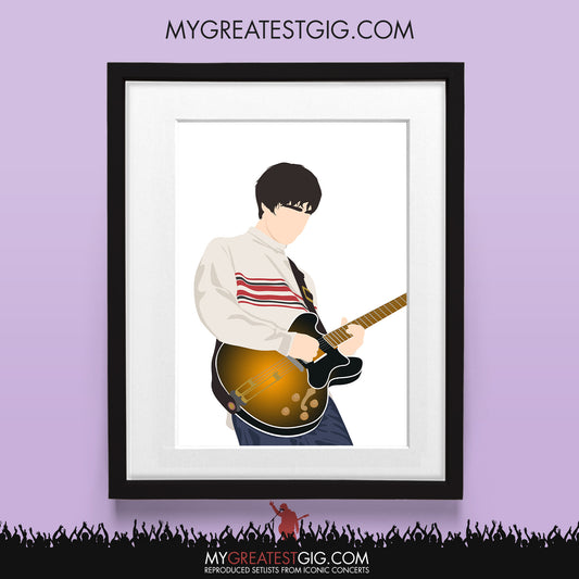 Noel Gallagher Knebworth (White Jumper) - Minimal Illustration Poster