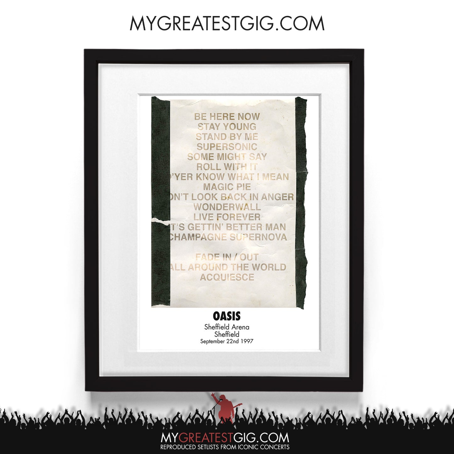 Oasis - Sheffield - Sep 22nd 1997 Recreated Setlist Poster
