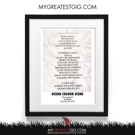 Ocean Colour Scene - The Leadmill - Sheffield - Sep 8th 2004 Recreated Setlist Poster