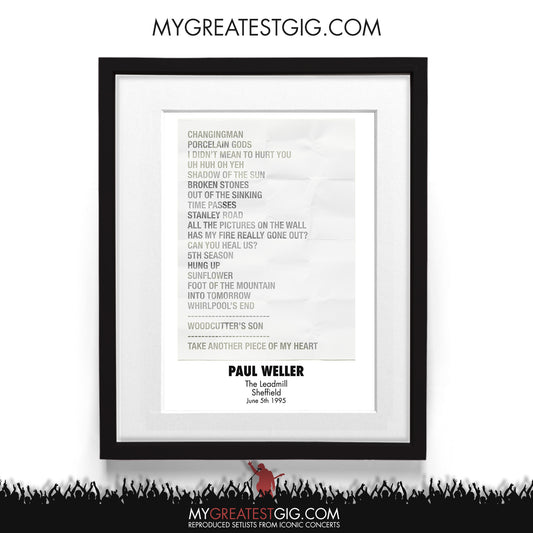 Paul Weller - The Leadmill - Sheffield - Jun 5th 1995 Recreated Setlist Poster