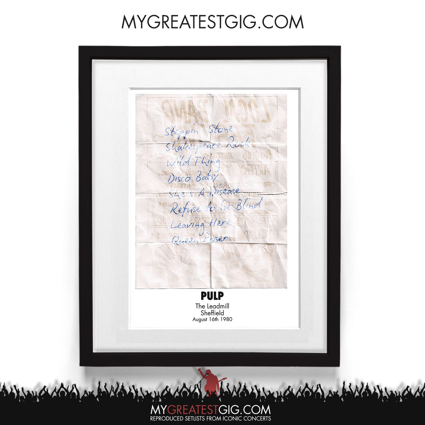 Pulp - The Leadmill - Sheffield - Aug 16th 1980 Recreated Setlist Poster