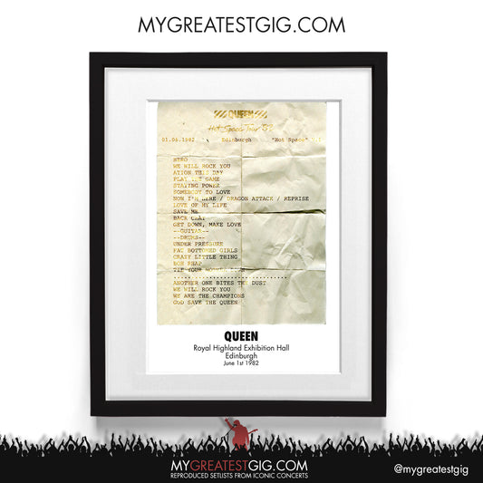 Queen - Edinburgh - Jun 1st 1982 Recreated Setlist Poster