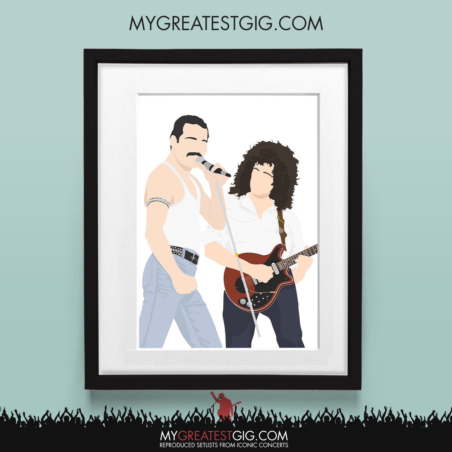Queen (Live Aid) - Minimal Illustration Poster