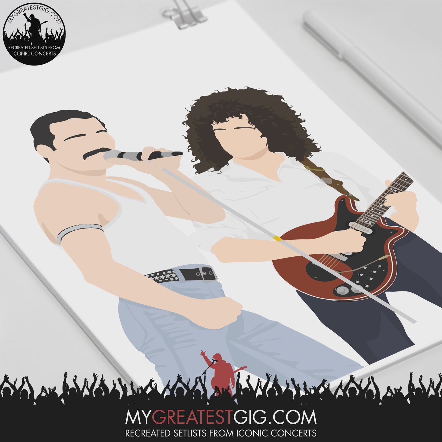 Queen (Live Aid) - Minimal Illustration Poster
