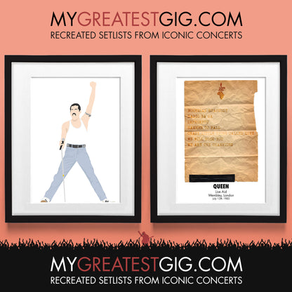 Queen - Live Aid - Jul 13th 1985 Recreated Set List Poster & Illustration Bundle