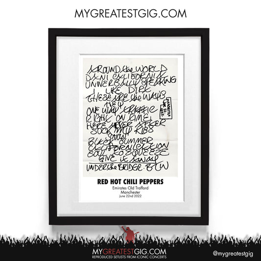 Red Hot Chili Peppers - Manchester - Jun 22nd 2022 Recreated Setlist Poster