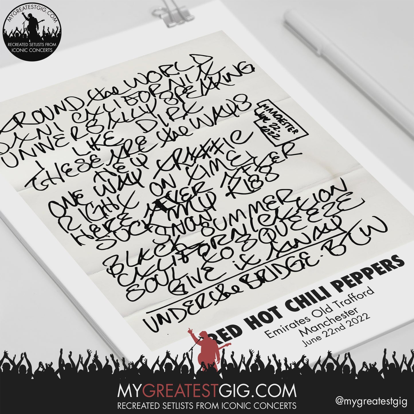 Red Hot Chili Peppers - Manchester - Jun 22nd 2022 Recreated Setlist Poster