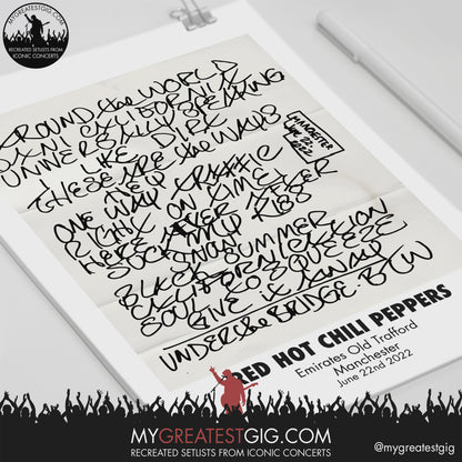 Red Hot Chili Peppers - Manchester - Jun 22nd 2022 Recreated Setlist Poster