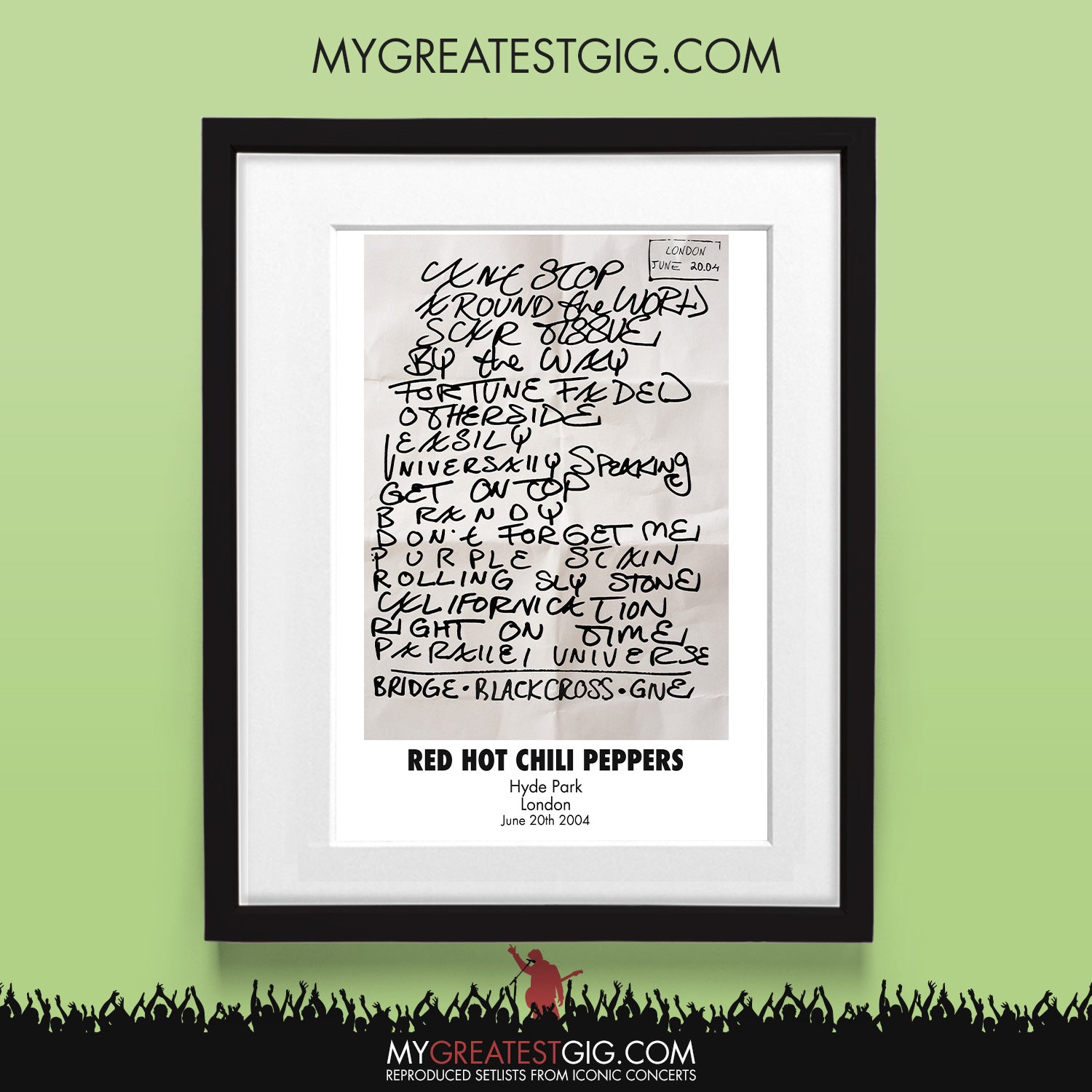 Red Hot Chili Peppers London Jun 20th 2004 Recreated Set List Post