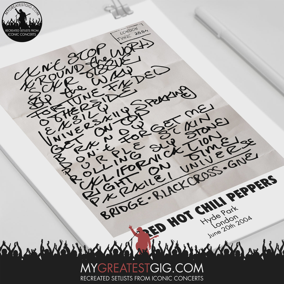 Red Hot Chili Peppers London Jun 20th 2004 Recreated Set List Post