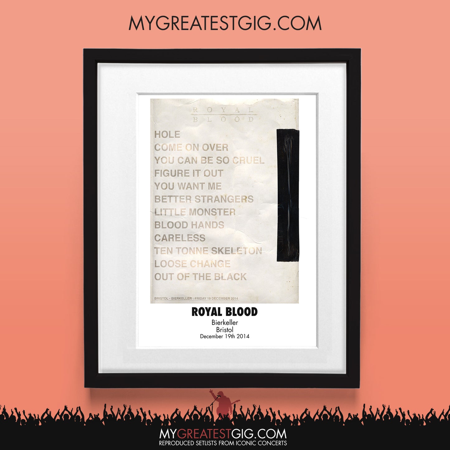 Royal Blood - Bristol - Dec 19th 2014 Recreated Set List Poster