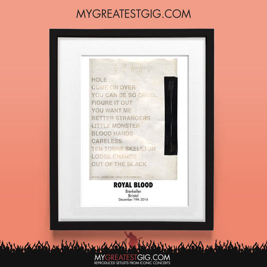 Royal Blood - Bristol - Dec 19th 2014 Recreated Set List Poster