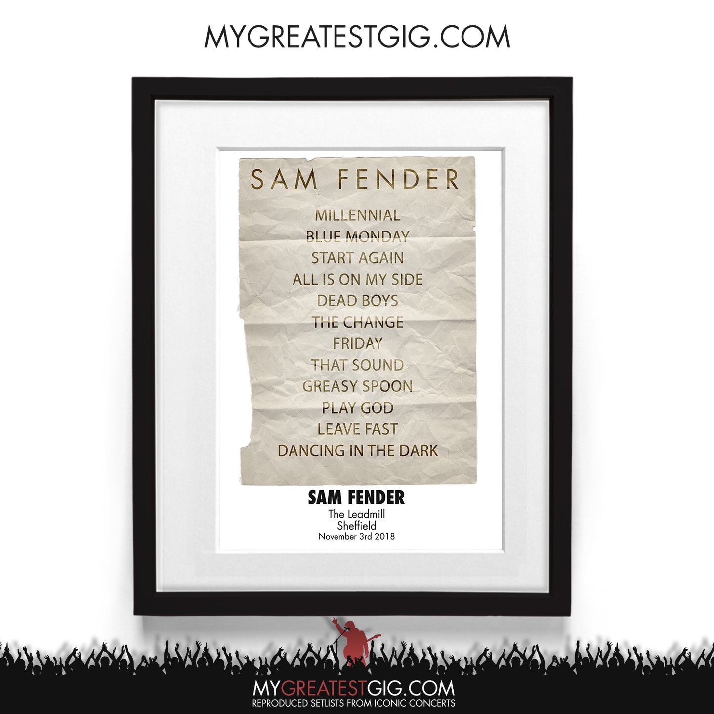 Sam Fender - The Leadmill - Sheffield - Nov 3rd 2018 Recreated Setlist Poster