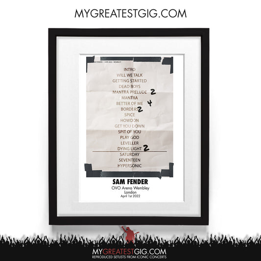 Sam Fender - London - Apr 1st 2022 Recreated Setlist Poster