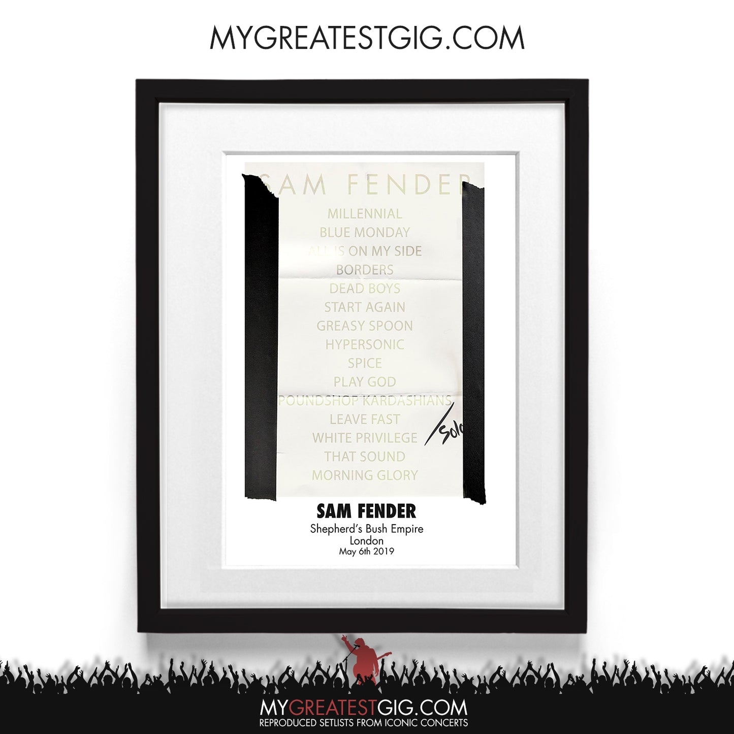 Sam Fender - Shepherd's Bush - May 6th 2019 Recreated Setlist Poster
