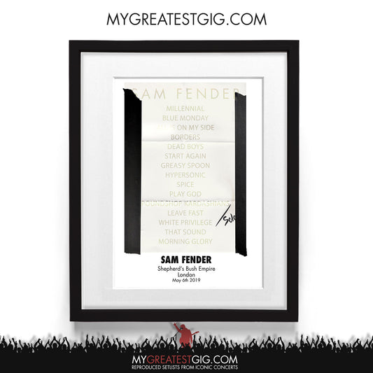 Sam Fender - Shepherd's Bush - May 6th 2019 Recreated Setlist Poster