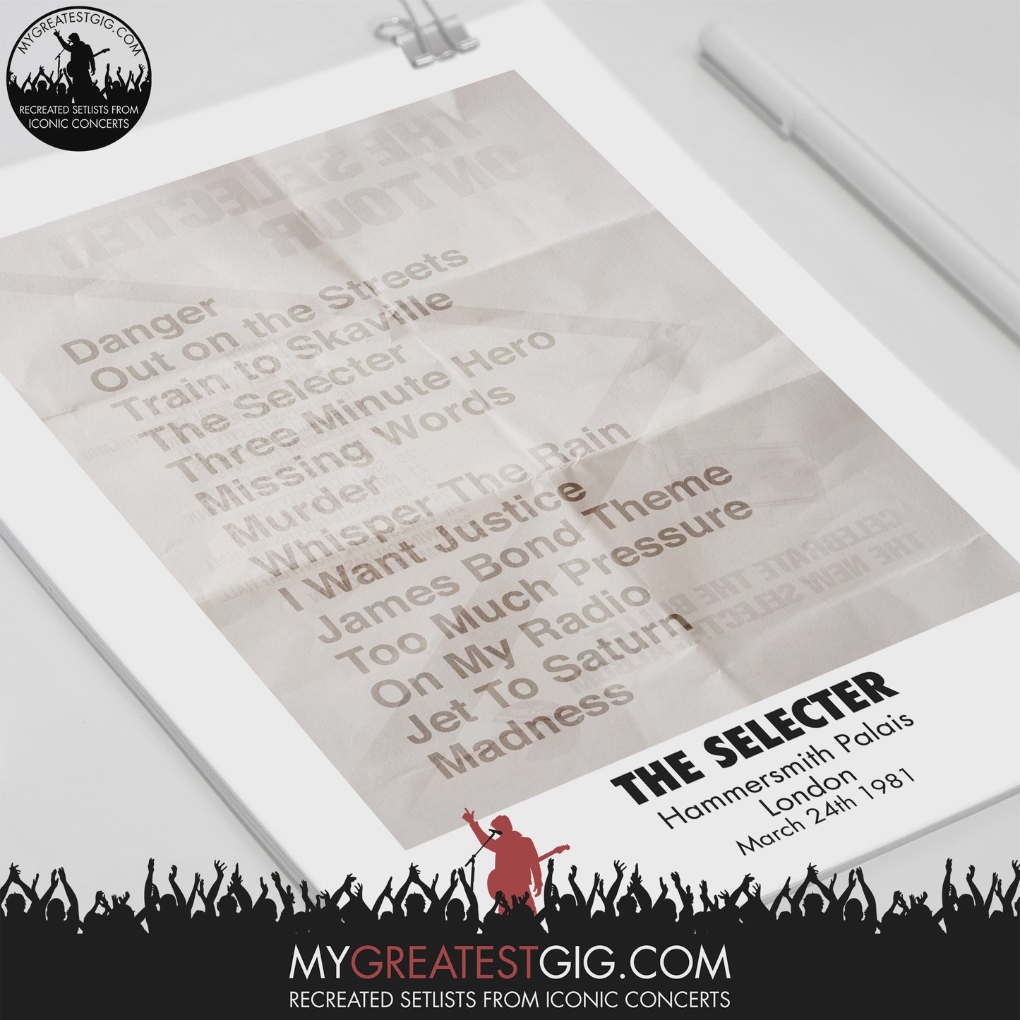 The Selecter - London - Mar 24th 1981 Recreated Setlist Poster