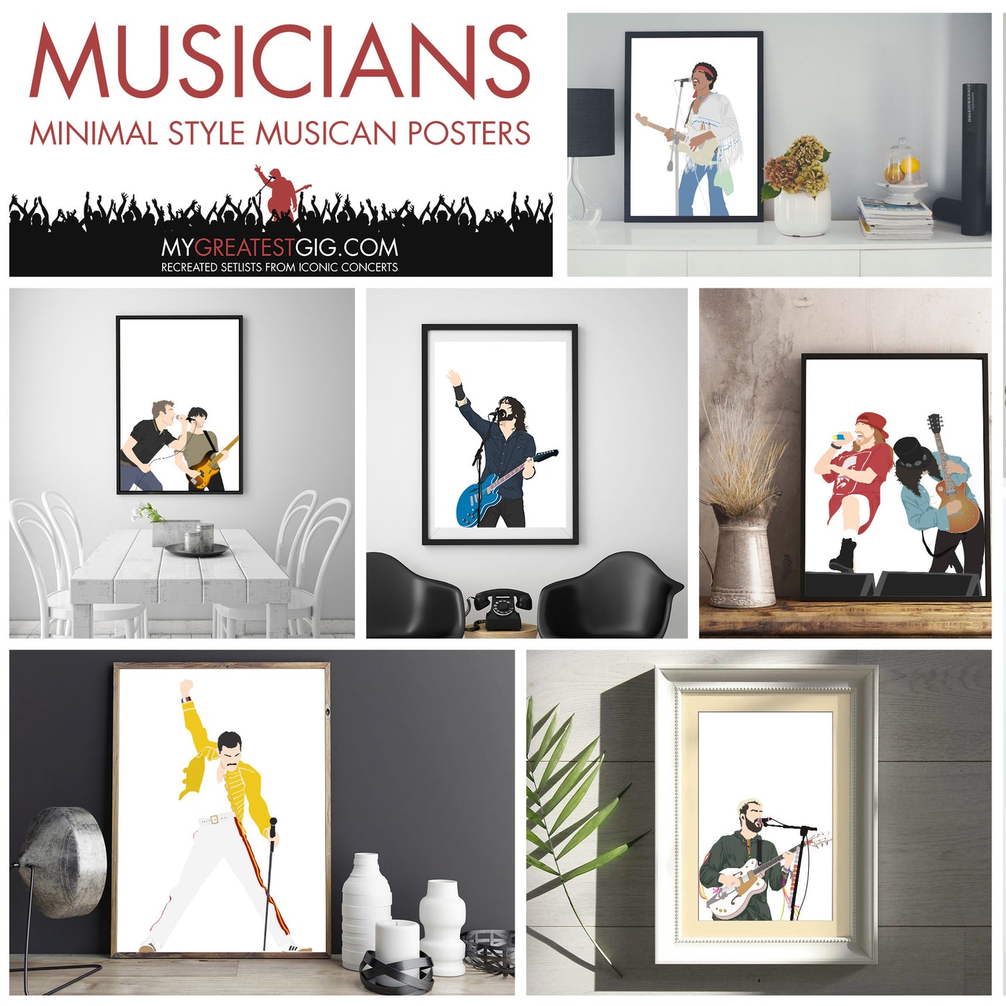 Freddie Mercury (Queen) Live Aid - Minimal Illustration Poster