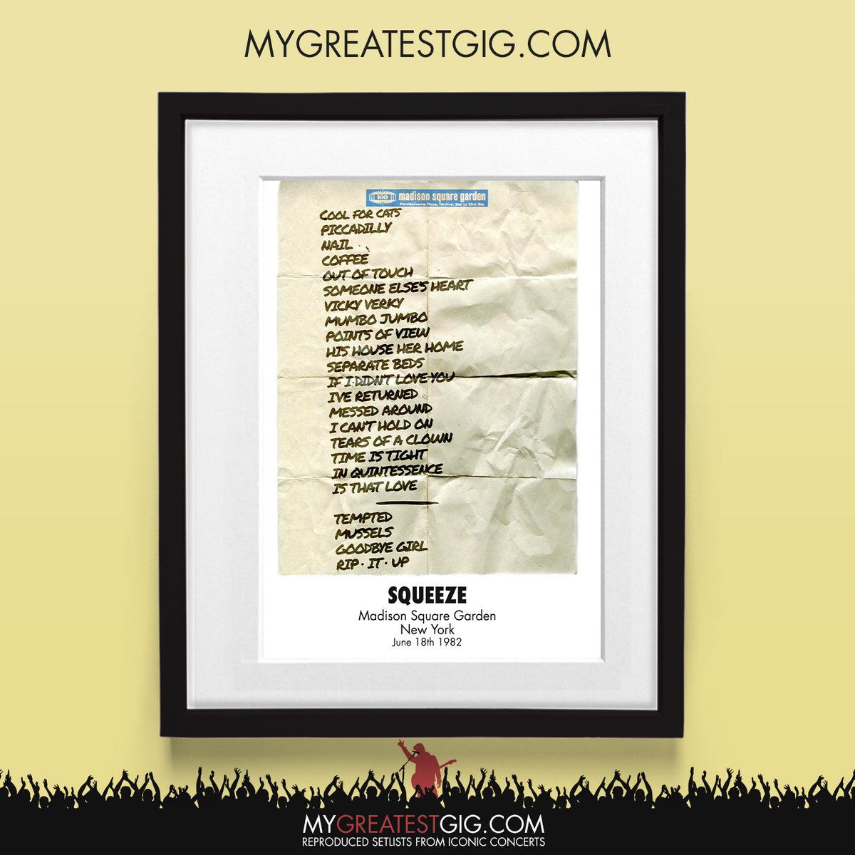 Squeeze New York Jun 18th 1982 Recreated Set List Poster My