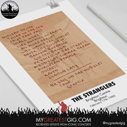 The Stranglers - Brighton - February 17th 1983 Recreated Setlist Poster