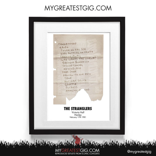 The Stranglers - Hanley - February 17th 1981 Recreated Setlist Poster