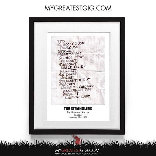 The Stranglers - London - Nov 22nd 1977 Recreated Setlist Poster