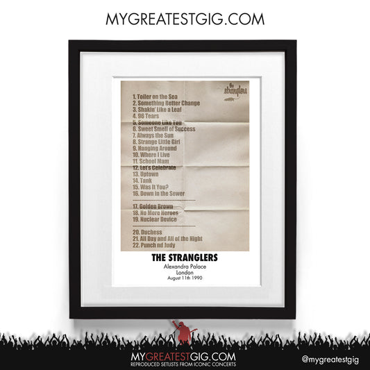 The Stranglers - London - August 11th 1990 Recreated Setlist Poster