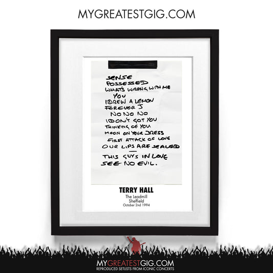 Terry Hall - The Leadmill - Sheffield - Oct 2nd 1994 Recreated Setlist Poster