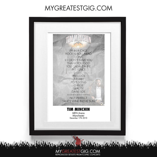 Tim Minchin - Manchester - Dec 17th 2010 Recreated Setlist Poster