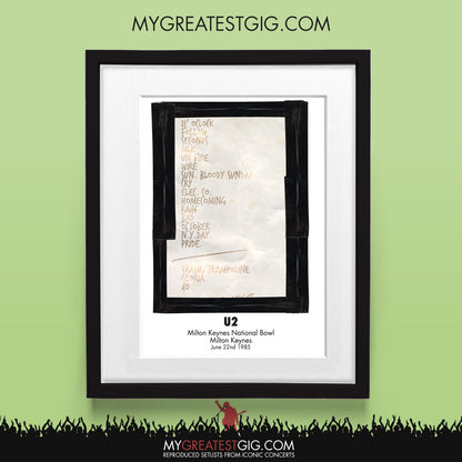 U2 - Milton Keynes - Jun 22nd 1985 Recreated Set List Poster
