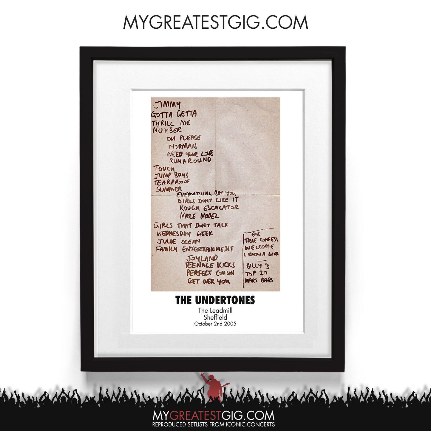 The Undertones - The Leadmill - Sheffield - Oct 2nd 2005 Recreated Setlist Poster