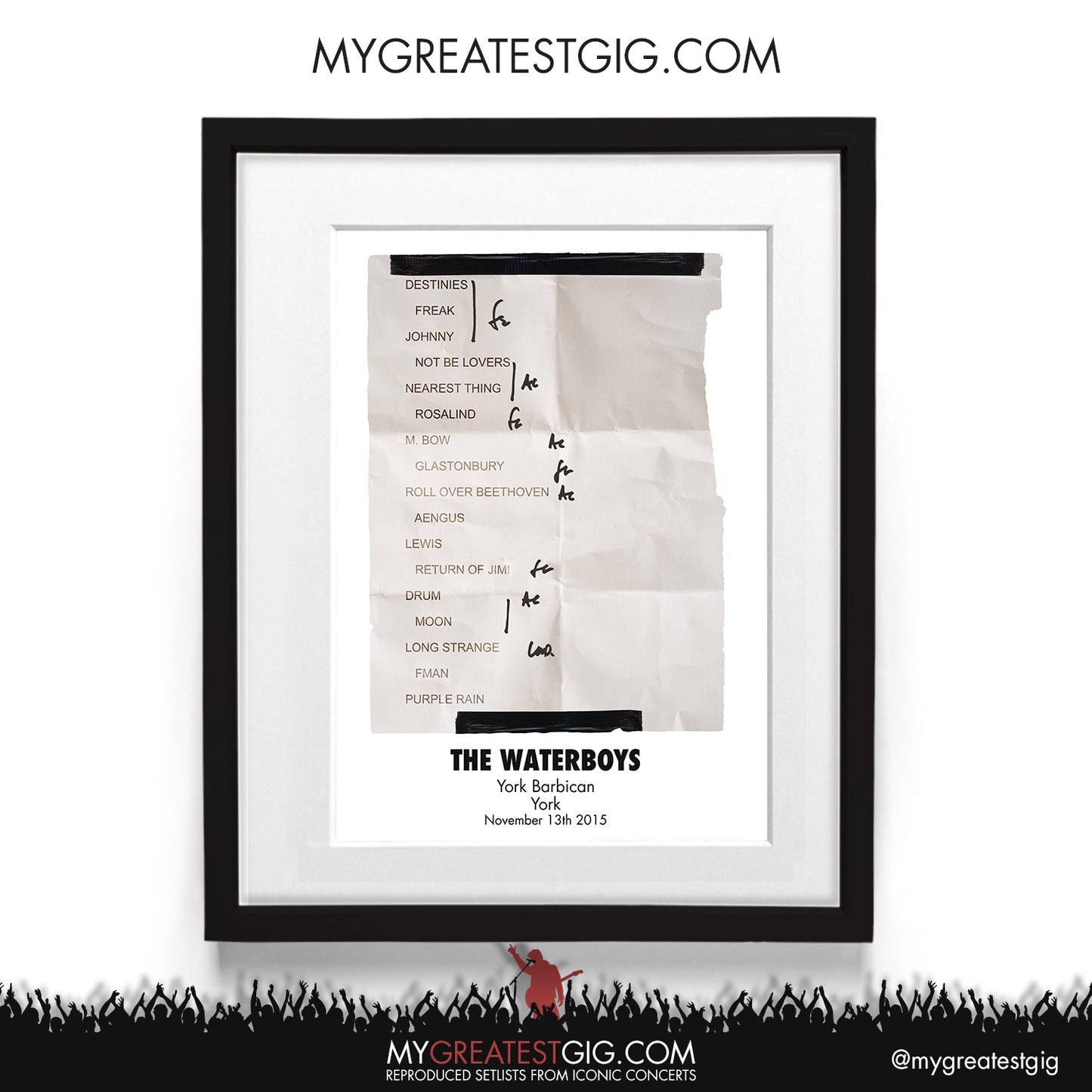 The Waterboys - York - Nov 13th 2015 Recreated Setlist Poster