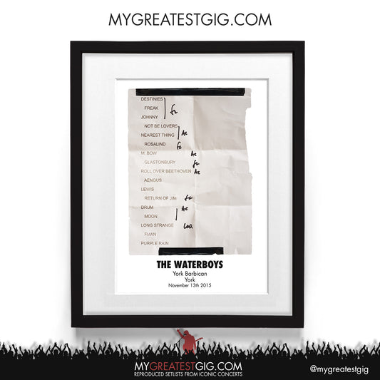 The Waterboys - York - Nov 13th 2015 Recreated Setlist Poster